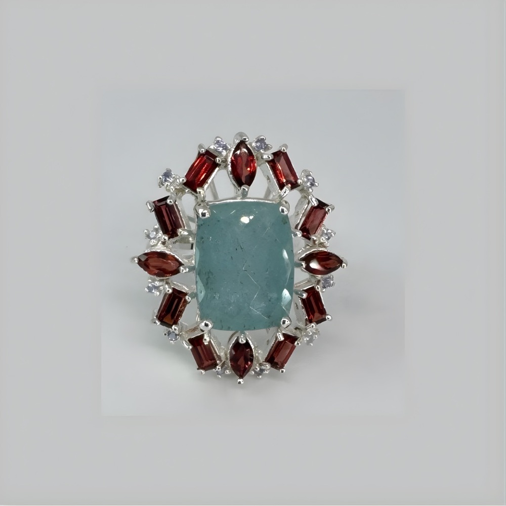 Sold* Fine Art Natural Aquamarine 1of 1 Ring 12 CT+ 925 Sterling Silv